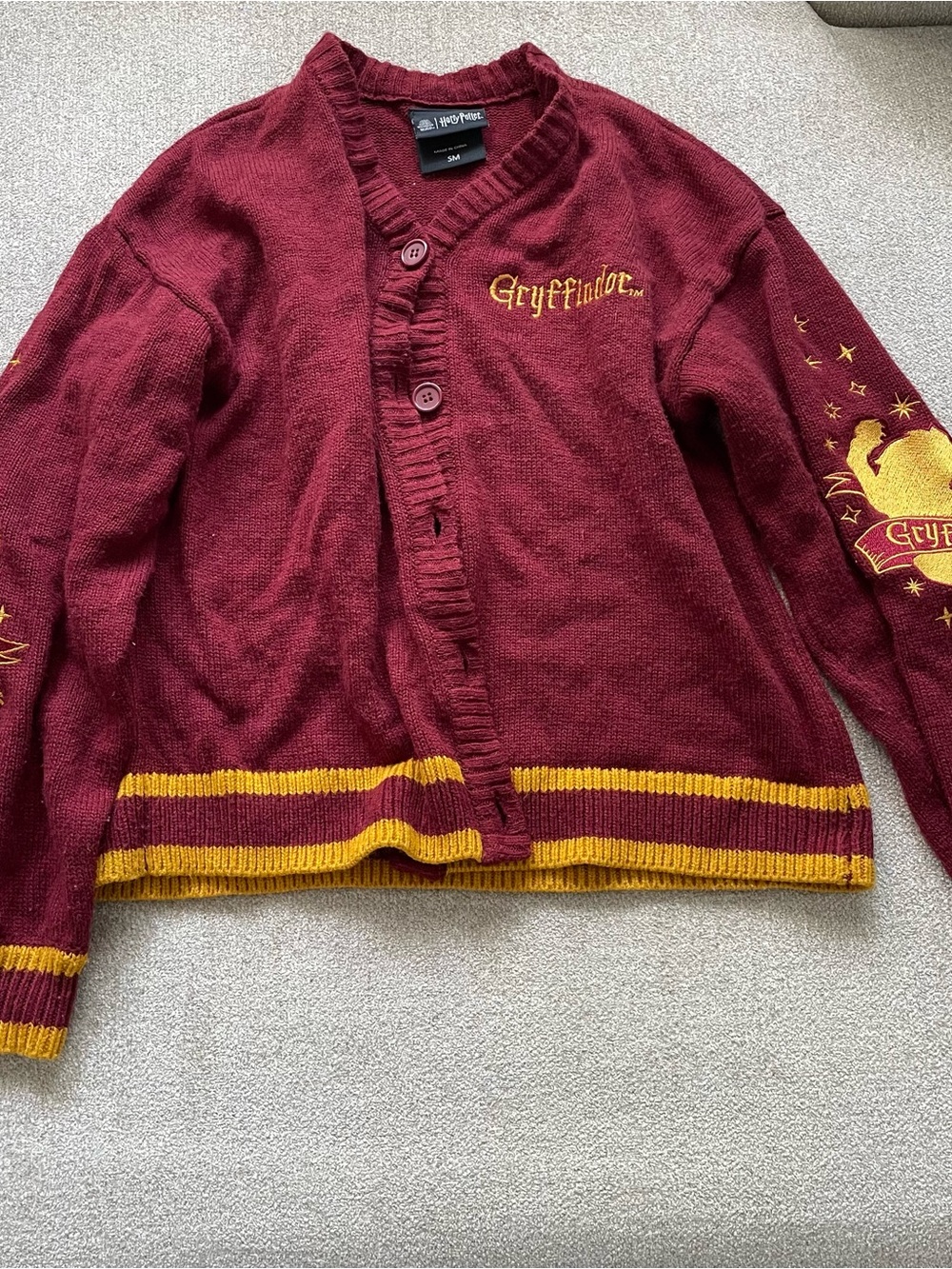 Gryffindor Maroon Button-Front Cardigan Sweater